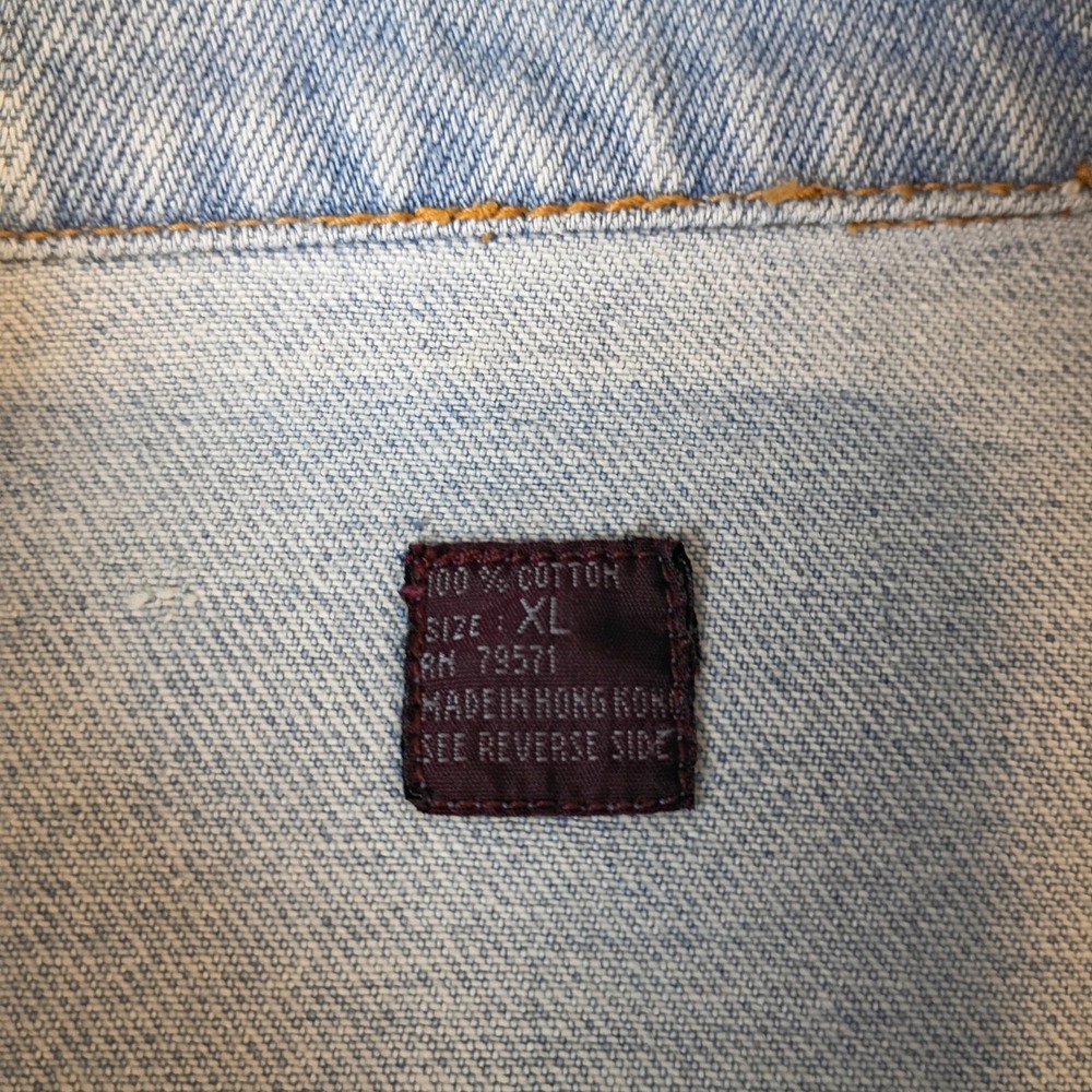 Vintage Barry Manilow UK 98 Tour Denim Jacket Light Wash Mens XL Concert Merch - Picture 6 of 7